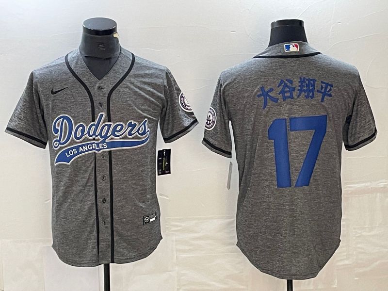 Men Los Angeles Dodgers #17 Ohtani Grey Nike Game MLB Jersey style 13->los angeles dodgers->MLB Jersey